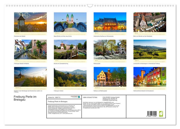 Produktbild: Freiburg Perle im Breisgau (Wandkalender 2026 DIN A2 quer), CALVENDO Monatskalender