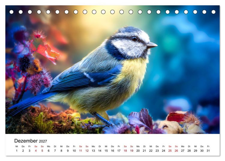 Produktbild: Federleicht - Das geheime Leben der Meisen (Tischkalender 2027 DIN A5 quer), CALVENDO Monatskalender