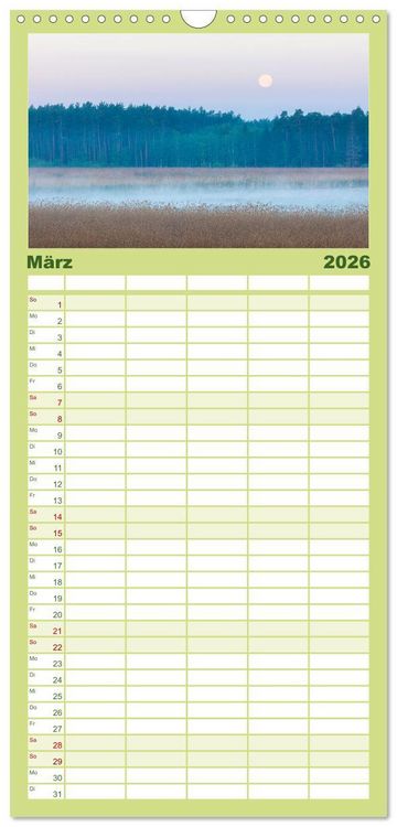 Produktbild: Familienplaner 2026 - Stille Naturmomente mit 5 Spalten (Wandkalender, 21 x 45 cm) CALVENDO