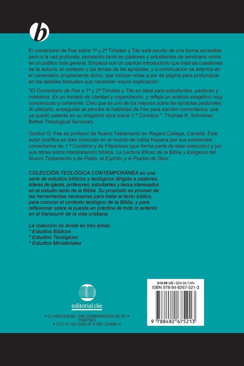 Produktbild: El Comentario de Las Ep&iquest;&iquest;stolas 1 Y 2 de Timoteo Y Tito = New International Biblical Commentary 1 and 2 Timothy, Titus