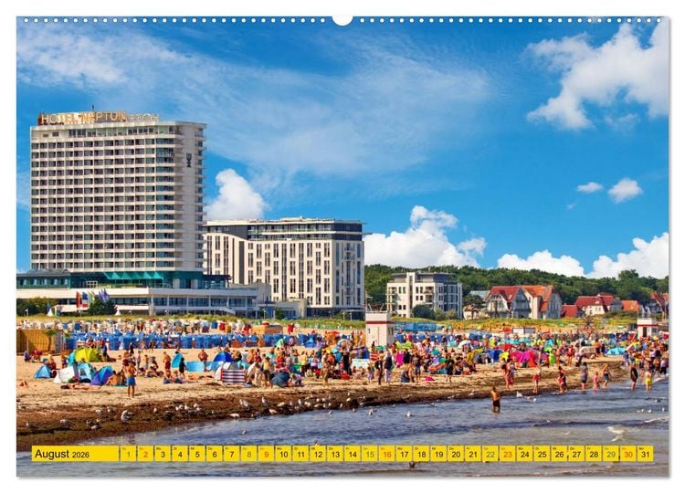 Produktbild: Seebad Warnem&uuml;nde - Sehnsuchtsort an der Ostsee (hochwertiger Premium Wandkalender 2026 DIN A2 quer), Kunstdruck in Hochglanz