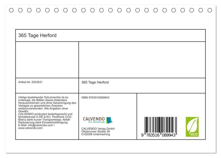 Produktbild: 365 Tage Herford (Tischkalender 2026 DIN A5 quer), CALVENDO Monatskalender