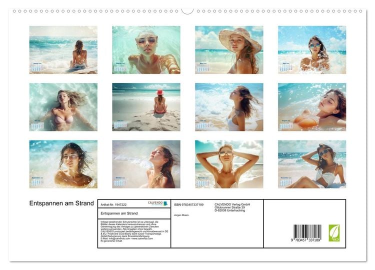 Produktbild: Entspannen am Strand (hochwertiger Premium Wandkalender 2026 DIN A2 quer), Kunstdruck in Hochglanz