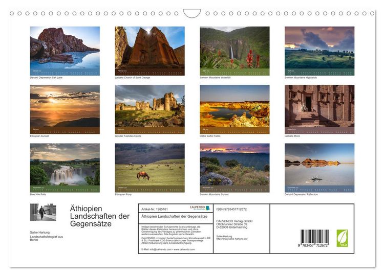 Produktbild: &Auml;thiopien Landschaften der Gegens&auml;tze (Wandkalender 2026 DIN A3 quer), CALVENDO Monatskalender
