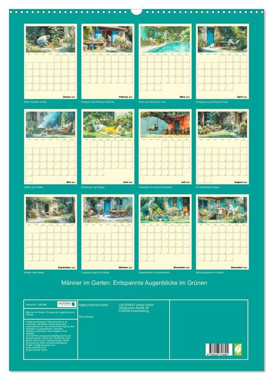 Produktbild: M&auml;nner im Garten. Entspannte Augenblicke im Gr&uuml;nen (Wandkalender 2027 DIN A2 hoch), CALVENDO Monatskalender