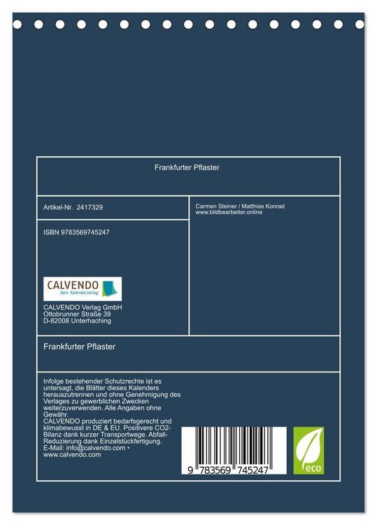 Produktbild: Frankfurter Pflaster (Tischkalender 2027 DIN A5 hoch), CALVENDO Monatskalender