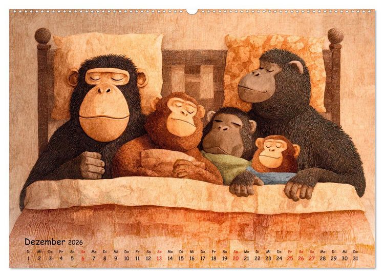 Produktbild: Verr&uuml;ckte Affenwelt (Wandkalender 2026 DIN A2 quer), CALVENDO Monatskalender