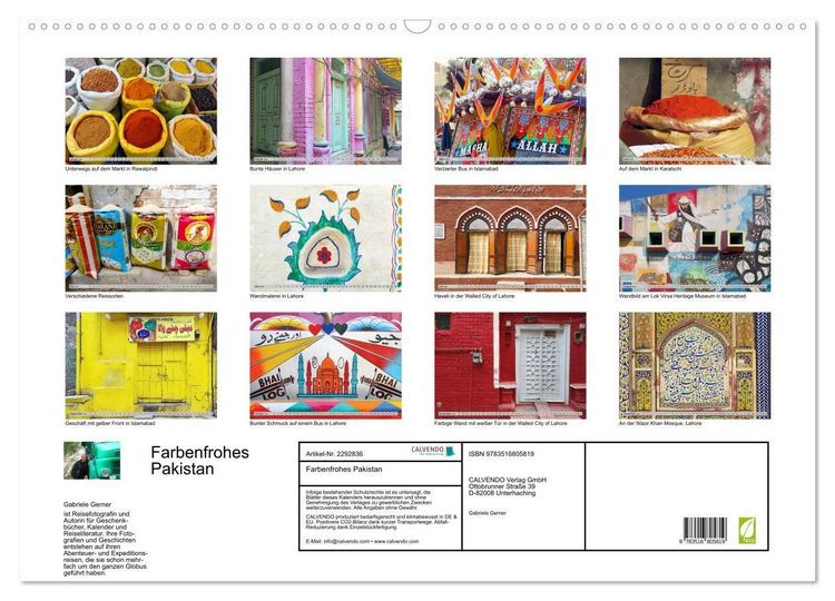 Produktbild: Farbenfrohes Pakistan (Wandkalender 2027 DIN A2 quer), CALVENDO Monatskalender