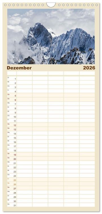 Produktbild: Familienplaner 2026 - Die H&ouml;chsten der Alpen mit 5 Spalten (Wandkalender, 21 x 45 cm) CALVENDO