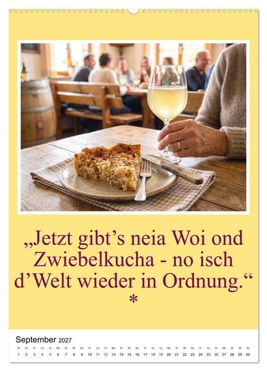 Produktbild: Schw&auml;bische Mundart - A Brezl ohne Salz isch wie a Dag ohne Bruddla (hochwertiger Premium Wandkalender 2027 DIN A2 hoch), Kunstdruck in Hochglanz