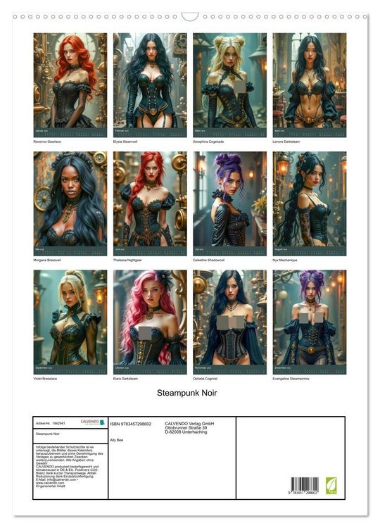 Produktbild: Steampunk Noir (Wandkalender 2026 DIN A2 hoch), CALVENDO Monatskalender