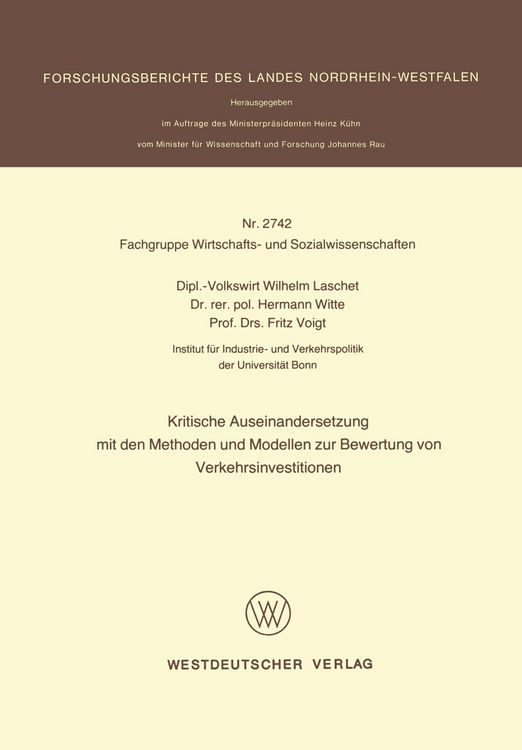 Produktbild: Kritische Auseinandersetzung mit den Methoden und Modellen zur Bewertung von Verkehrsinvestitionen