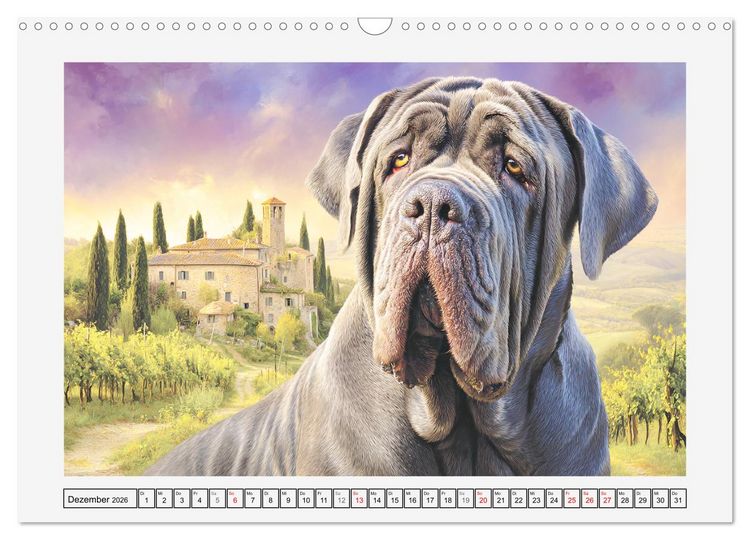 Produktbild: Mastino Napoletano. Die gelassenen Molosser mit antiken Vorfahren (Wandkalender 2026 DIN A3 quer), CALVENDO Monatskalender