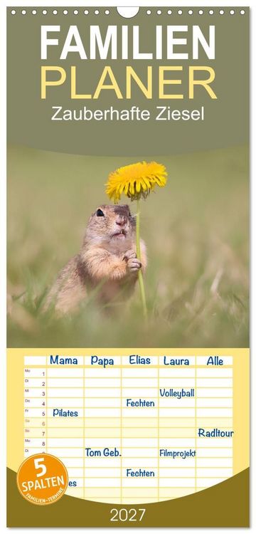 Produktbild: Familienplaner 2027 - Zauberhafte Ziesel mit 5 Spalten (Wandkalender, 21 x 45 cm) CALVENDO