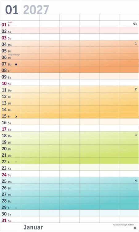 Produktbild: Bunte Wochen Familienplaner XL 2027