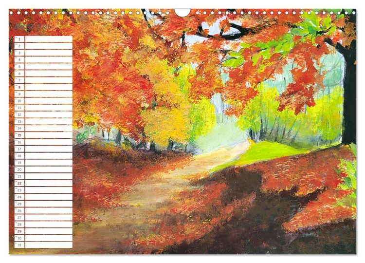 Produktbild: Gemalte Herbsttr&auml;ume - Eine malerische Reise in bunte Herbstlandschaften (Wandkalender 2026 DIN A3 quer), CALVENDO Monatskalender
