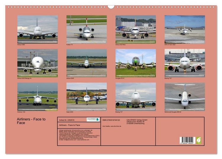 Produktbild: Airliners - Face to Face (Wandkalender 2027 DIN A2 quer), CALVENDO Monatskalender