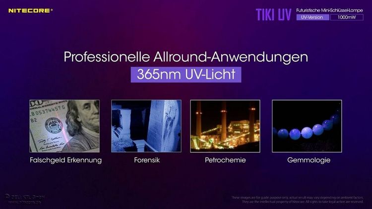 Produktbild: NiteCore TIKI UV NC-TIKIUV LED, UV-LED Taschenlampe akkubetrieben 70lm 12g