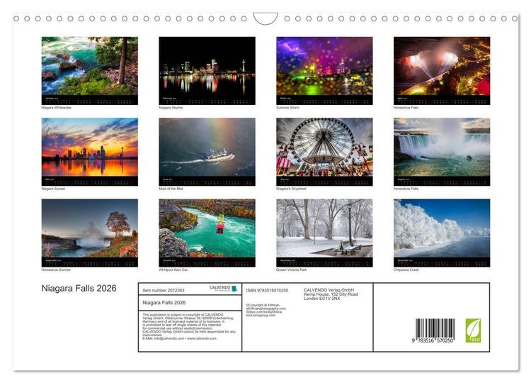 Produktbild: Niagara Falls 2026 (Wall Calendar 2026 DIN A3 landscape), CALVENDO 12 Month Wall Calendar