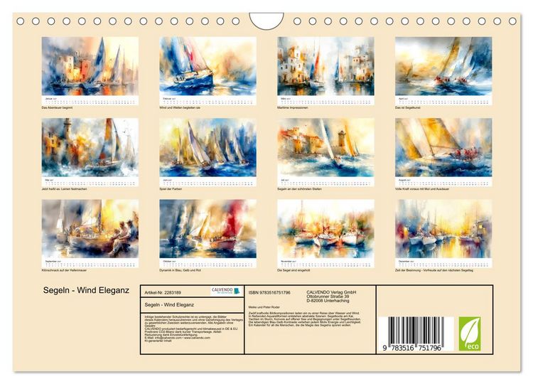 Produktbild: Segeln - Wind Eleganz (Wandkalender 2027 DIN A4 quer), CALVENDO Monatskalender