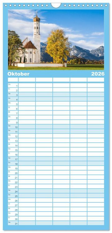 Produktbild: Familienplaner 2026 - Dahoam in Bayern mit 5 Spalten (Wandkalender, 21 x 45 cm) CALVENDO