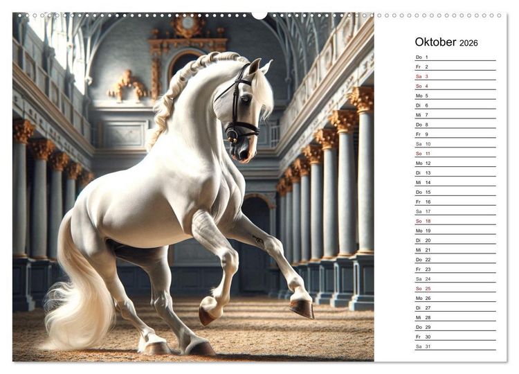 Produktbild: Pferde - die Sch&ouml;nheit edler Pferderassen (Wandkalender 2026 DIN A2 quer), CALVENDO Monatskalender