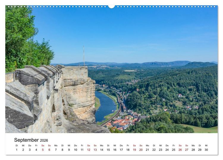 Produktbild: Bergfestung K&ouml;nigstein (Wandkalender 2026 DIN A2 quer), CALVENDO Monatskalender
