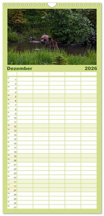 Produktbild: Familienplaner 2026 - Grizzlys und Geisterb&auml;ren - Glendale Cove, Kanada mit 5 Spalten (Wandkalender, 21 x 45 cm) CALVENDO