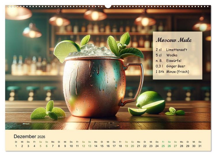 Produktbild: Cocktail-Klassiker (Wandkalender 2026 DIN A2 quer), CALVENDO Monatskalender