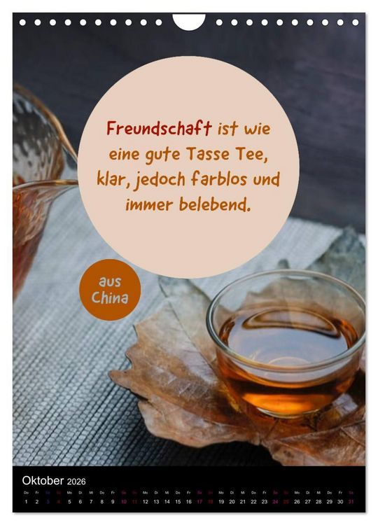 Produktbild: TEE Weisheiten und Zitate (Wandkalender 2026 DIN A4 hoch), CALVENDO Monatskalender