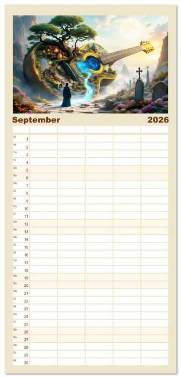 Produktbild: Familienplaner 2026 - Gitarrenhorizonte mit 5 Spalten (Wandkalender, 21 x 45 cm) CALVENDO