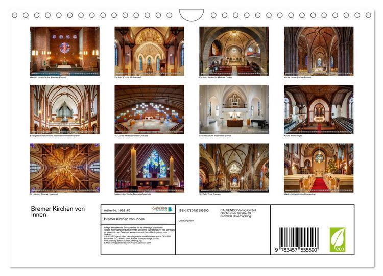 Produktbild: Bremer Kirchen von Innen (Wandkalender 2026 DIN A4 quer), CALVENDO Monatskalender