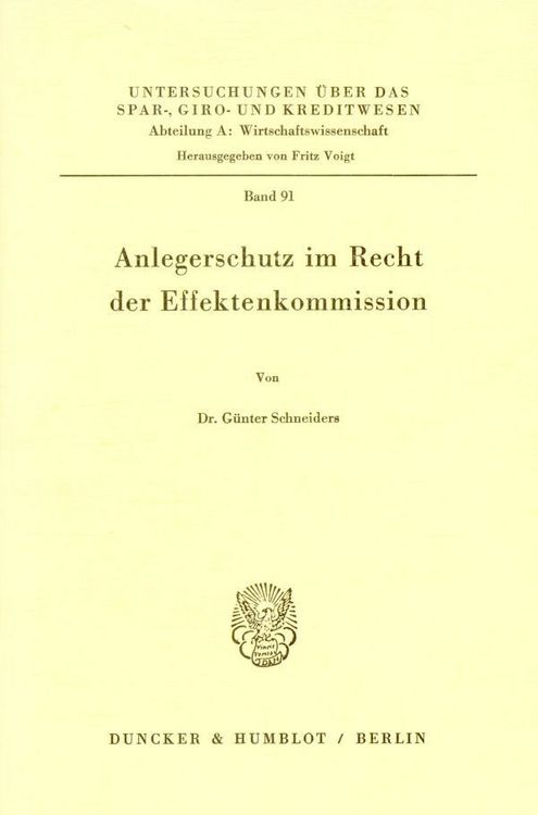 Produktbild: Anlegerschutz im Recht der Effektenkommission.