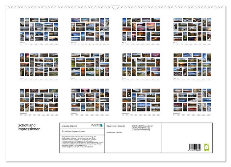 Produktbild: Schottland Impressionen (Wandkalender 2026 DIN A2 quer), CALVENDO Monatskalender