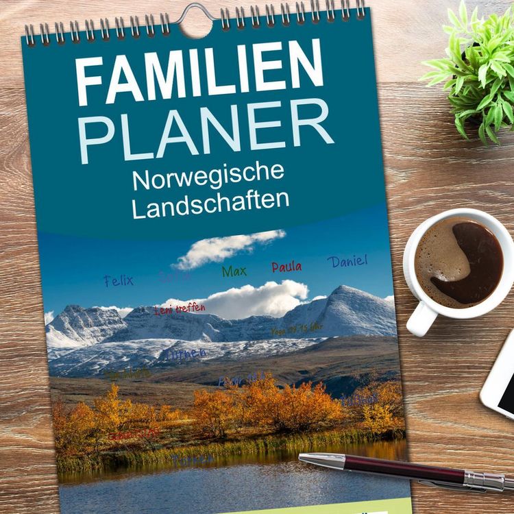 Produktbild: Familienplaner 2026 - Norwegische Landschaften mit 5 Spalten (Wandkalender, 21 x 45 cm) CALVENDO