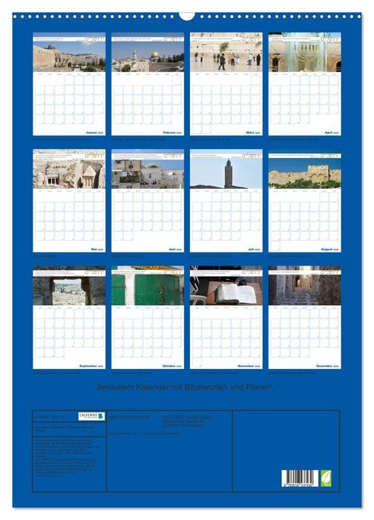 Produktbild: Jerusalem Kalender mit Bibelworten und Planer! (Wandkalender 2026 DIN A2 hoch), CALVENDO Monatskalender