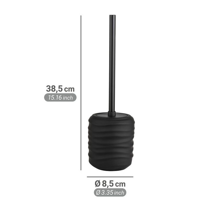 Produktbild: WC-Garnitur Mod. Illana, schwarz, Keramik, Edelstahl, &Oslash;8,5x38,5 cm, soft-touch Beschichtung,