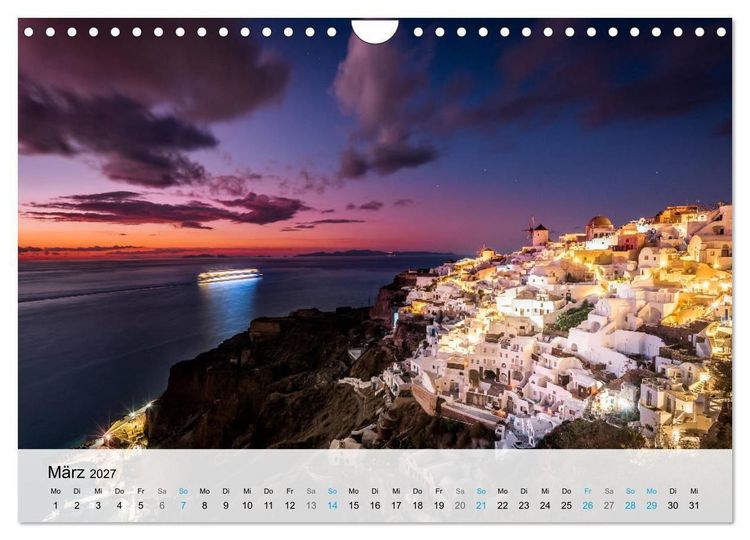 Produktbild: Oia Santorini - Bilderbuch-Dorf von Griechenland (Wandkalender 2027 DIN A4 quer), CALVENDO Monatskalender
