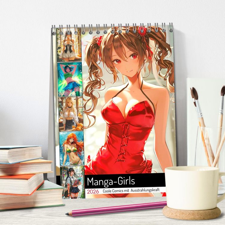 Produktbild: Manga-Girls. Coole Comics mit Ausstrahlungskraft (Tischkalender 2026 DIN A5 hoch), CALVENDO Monatskalender