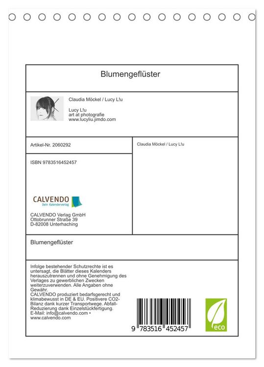 Produktbild: Blumengefl&uuml;ster (Tischkalender 2026 DIN A5 hoch), CALVENDO Monatskalender