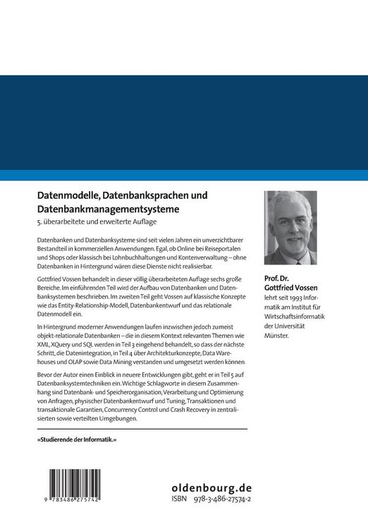 Produktbild: Datenmodelle, Datenbanksprachen und Datenbankmanagementsysteme