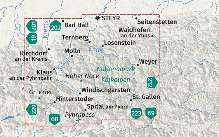 Produktbild: KOMPASS Wanderkarte 70 Nationalpark Kalkalpen, Ennstal, Steyrtal, Pyhrn-Priel-Region 1:50.000