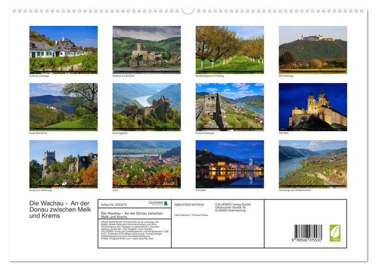 Produktbild: Die Wachau - An der Donau zwischen Melk und Krems (hochwertiger Premium Wandkalender 2026 DIN A2 quer), Kunstdruck in Hochglanz
