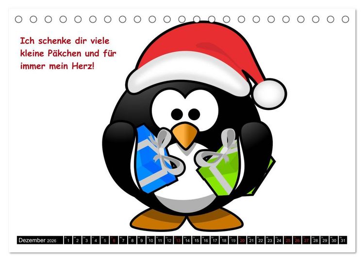 Produktbild: Pinguine im siebten Himmel! (Tischkalender 2026 DIN A5 quer), CALVENDO Monatskalender
