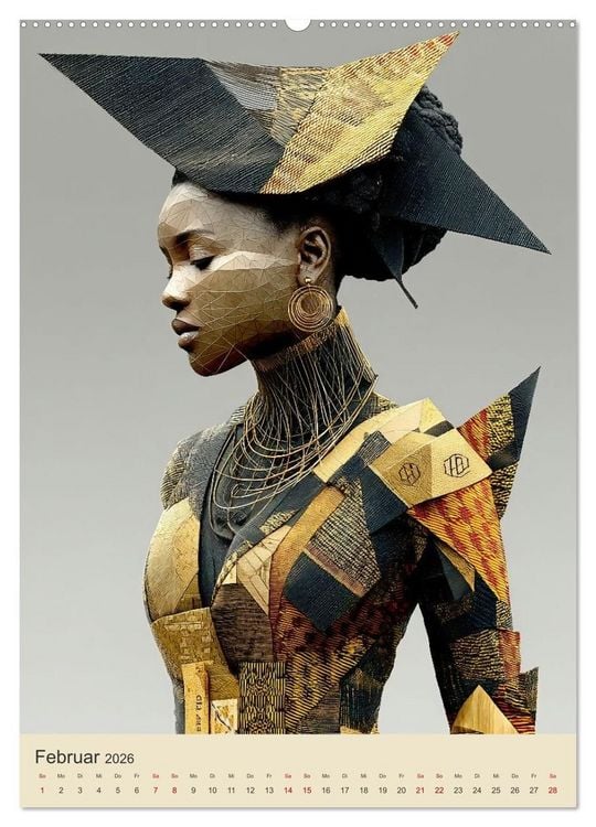 Produktbild: Afrikanische Anmut in Geometrie (Wandkalender 2026 DIN A2 hoch), CALVENDO Monatskalender