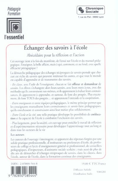 Produktbild: Echanger des savoirs &agrave; l'&eacute;cole