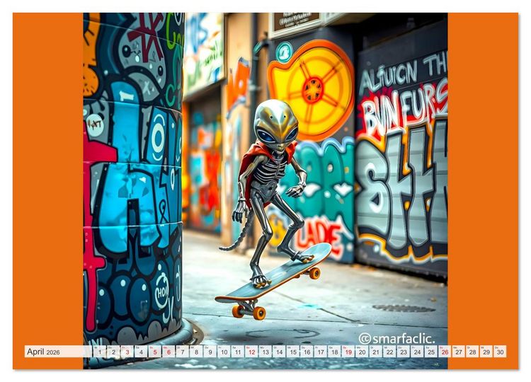 Produktbild: NEONZ - Graffiti trifft Galaxie (hochwertiger Premium Wandkalender 2026 DIN A2 quer), Kunstdruck in Hochglanz