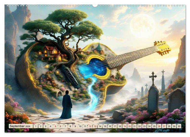 Produktbild: Gitarrenhorizonte (hochwertiger Premium Wandkalender 2026 DIN A2 quer), Kunstdruck in Hochglanz