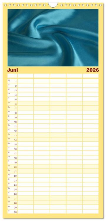 Produktbild: Familienplaner 2026 - Foto- und Bastelkalender Satin - Stilvoll zum Selbstgestalten mit 5 Spalten (Wandkalender, 21 x 45 cm) CALVENDO