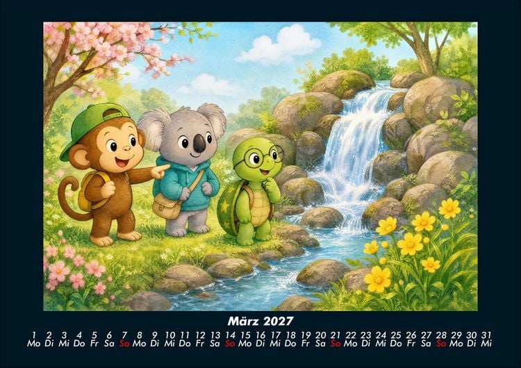 Produktbild: Wasserf&auml;lle der Fantasie mit Milo, Kiki & Taz 2027 Fotokalender DIN A4